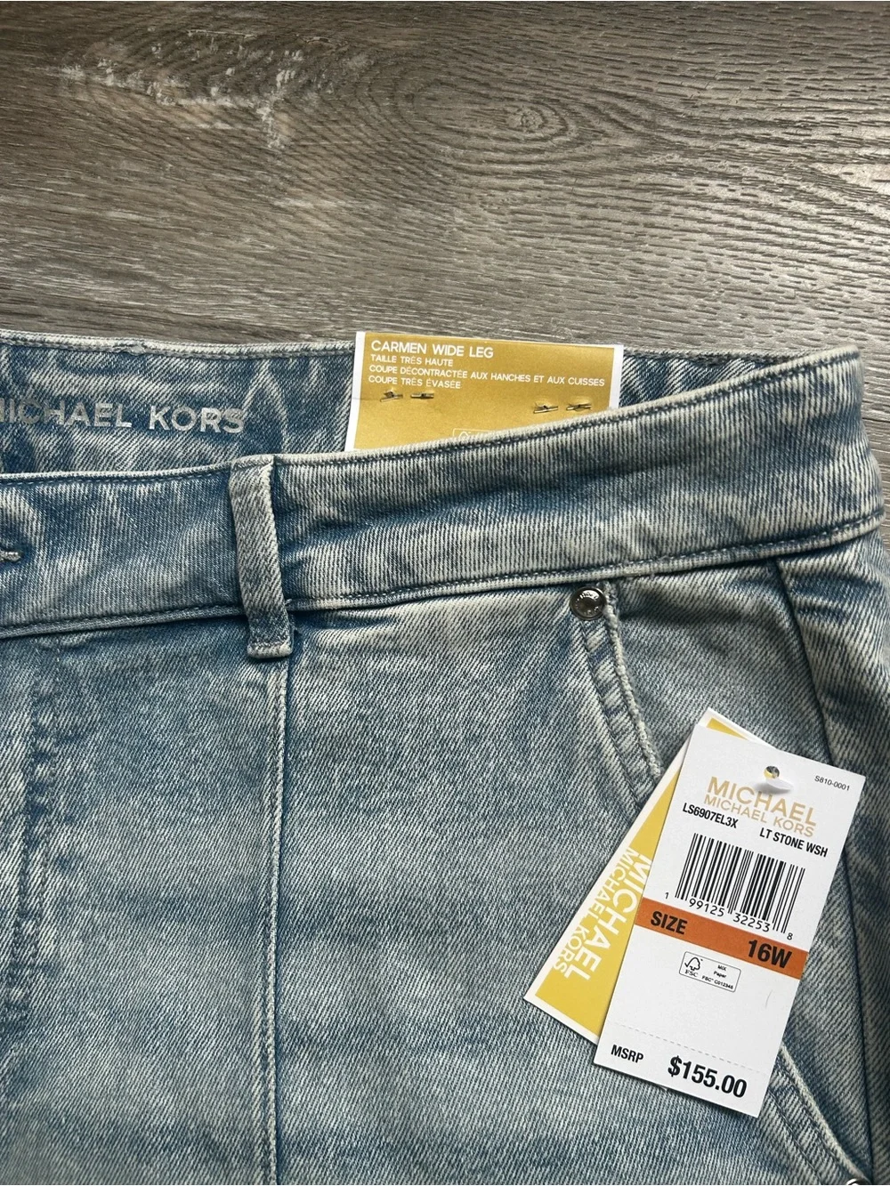 Michael Kors Carmen Wide Leg High Rise Womens Light Blue Jeans Plus Size 16W NWT